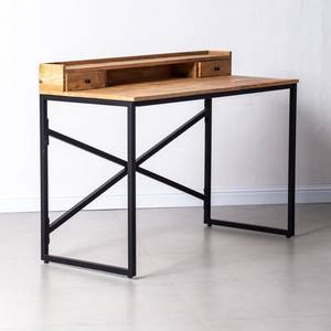 Bureau en bois Vandana Vesta Aureo avec pieds noirs, mobilier de bureau moderne en bois massif minimaliste - Product Image 5