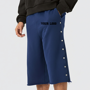 Shorts Bermuda Homme Couleur Unie avec Boutons Latéraux Taille Mi-Haute Style Décontracté Logo Placé à l'Avant Tissu Tissé - Product Image 5