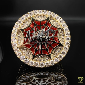 Luxury " NHP " Moissanite Diamond Statement Ring For Men Full Iced Out Hip Hop Fashion Jewelry Gold Finish - Product Image 3