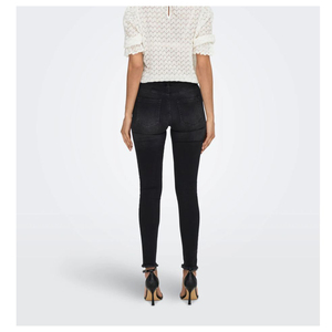 Jeans Ajustados de Cintura Alta para Mujer Talla Grande, Color Sólido, Lavado Oscuro, Casuales, Material de Algodón y Elastano - Product Image 2