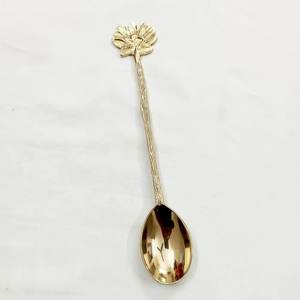 Cuchara de Té de Latón de Nuevo Diseño, Hecha a Mano, con Diseño de Hojas de Palma Doradas en el Mango, para Hoteles, Vajilla de Mesa - Product Image 1