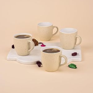 Minimalist White-Beige Ceramic Tea <b>Cup</b> <b>Set</b> of 4 - Product Image 4