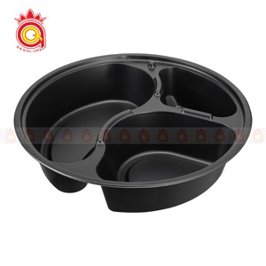 QUANG QUAN Plateau en plastique jetable durable pour hanches Boîte à lunch à 3 compartiments Préparation de repas à emporter Boîtes à bento Stockage d'emballage alimentaire - Product Image 2