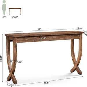 Consolle in Legno Massello con Pannello Contenitore, Pannello d'Ingresso Resistente per Soggiorno - Product Image 6