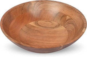 Natural Solid Acacia Wood Serving Bowl <b>Set</b> Handmade Wooden Salad Fruit Soup Bowls for Kitchen Dining Restaurant - Product Image 5