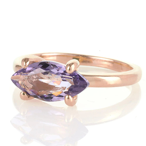 Eye Shaped Purple Amethyst Faceted Gemstone Solid 925 Sterling <b>Silver</b> Prong Setting Purple Gemstone <b>Solitaire</b> <b>Rings</b> Fine Jewelry - Product Image 2