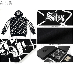 ซัพพลายเออร์ดีๆ สินค้ามาใหม่ ราคาขายส่ง ผลิตในปากีสถาน เสื้อพูลโอเวอร์ลายเพชรขาวดำ พร้อมลายพิมพ์แขนเสื้อแบบกอธิค - Product Image 5
