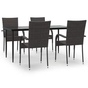 5 pezzi marrone Poly Rattan Patio Set da pranzo eleganti mobili da esterno - Product Image 2