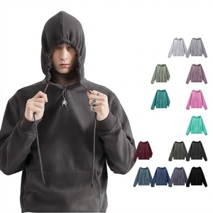 Sweat-shirt à capuche en molleton 100 % coton pour homme, personnalisable avec broderie OEM, pull d'hiver avec cordon de serrage, vente en gros - Product Image 5