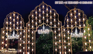 Mur de bougie de style arc étincelant pour décor de mariage mur de bougie de fête de réception en plein air mur de bougie de scène de mariage glamour - Product Image 4