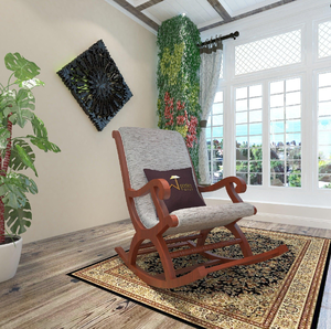 Fauteuil à bascule en bois classique et élégant, avec dossier et assise en rotin tressé, disponible à prix de gros. - Product Image 5