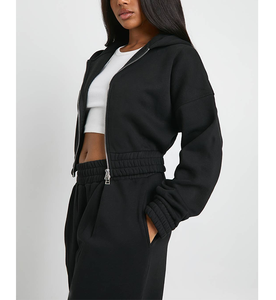 Ensemble de jogging 2 pièces pour femmes, taille mi-haute, coupe droite large, respirant, grande taille, 100% coton, imprimé en relief, vente en gros - Product Image 6