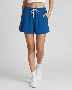 Shorts de sport pour femmes 2026, 100 % coton, taille élastique, respirant, coupe ajustée, avec boutons, personnalisable avec logo OEM - Product Image 1