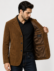 Blazer Formal Casual para Hombre, 100% Poliéster, Estilo Velour, Cuello en V, Resistente al Viento, Cierre de Dos Botones, Premium - Product Image 4