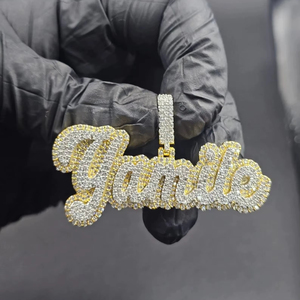 จี้ห้อยคอแบบกำหนดเองได้ ชื่อสั่งทำได้ ประดับเพชรโมอิสซาไนต์ ทองคำขาวสองสี เงินแท้ 925 สไตล์ฮิปฮอป  พร้อมจี้ห้อยคอส่วนตัว - Product Image 1