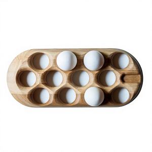 Wooden <b>Egg</b> Holder with 12 Holes for Storage Organization <b>Eco</b>-Friendly Dishwasher & Freezer Safe Durable Modern Design - Product Image 1