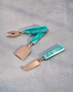 2026 Latest Design Modern Simple Stainless Steel <b>Cheese</b> <b>Knife</b> <b>Set</b> Resin Stone Design 7 Inch Eco-Friendly Dishwasher Safe Home - Product Image 4