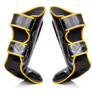 Protège-tibias de boxe personnalisés en gros avec logo, en cuir durable de haute qualité, protection renforcée, prix bas - Product Image 6