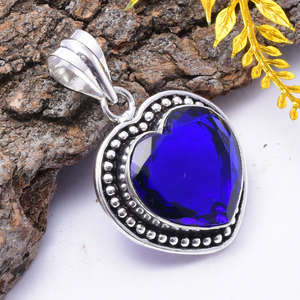 Colgante de Topacio Azul en Forma de Corazón, Plata de Ley 925, Gema de Topacio Azul, Regalo de Joyería para Aniversario, Cumpleaños, Boda, para Ella - Product Image 1