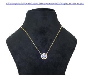 Collier pendentif de luxe en argent sterling plaqué or 18 carats avec perle d'eau douce, chaîne à maillons et halo de zircon cubique solitaire pour anniversaire - Product Image 4