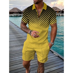 Conjunto Deportivo Casual de 2 Piezas para Hombre, Estampado en 3D, Tela Waffle, Shorts de Playa, Estilo Deportivo Holgado para Verano - Product Image 5