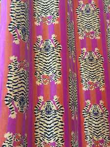 Hot Pink Orange Striped Velvet Tiger Curtains Maximalist Eclectic Drapes Kitsch Jungle Home Decor Custom Size 100% cotton - Product Image 6