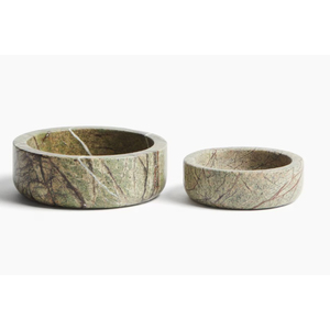 Ensemble de 2 bols en marbre vert de luxe, pierre naturelle, décoratifs, pour servir des fruits, pour hôtel, salon, table basse, centre de table - Product Image 1