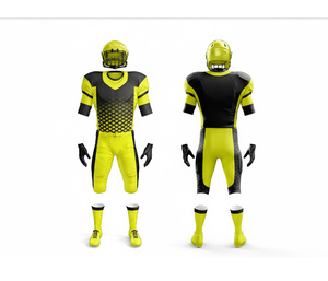 Ensemble d'uniformes de football américain, logo personnalisé, vêtements de sport par sublimation |   Ensemble de football avec maillot et pantalon |   Polyester respirant - Product Image 1