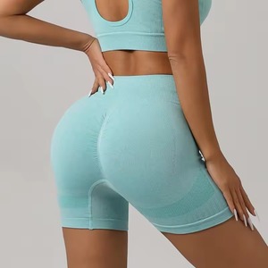 Custom Women's 2-Piece Workout Set High Waist Hip Lifting Leggings <b>Bra</b> Lace Seamless Knit Anti-Bacterial Spandex/Nylon Gym - Product Image 4