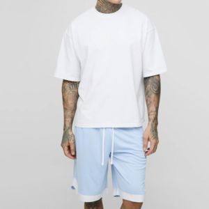 เสื้อยืดและกางเกงขาสั้นสไตล์วินเทจสำหรับฤดูร้อน ชุดลำลองผู้ชายทรงหลวม แห้งเร็ว ผ้าพิมพ์ลายตามสั่ง สีสันสดใส เสื้อผ้าผู้ชาย - Product Image 6