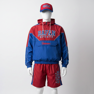 Conjunto corto cortavientos de nailon y poliéster de alta calidad para mujer, tela suave al tacto, diseño de paneles en contraste, impresión de logotipo personalizado, talla grande - Product Image 6