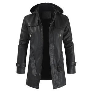 New Style <b>Men's</b> Jacket Manteau <b>Men</b> Plus Size <b>Long</b> <b>Coats</b> Fashion <b>Men's</b> Brown Leather Jackets - Product Image 5