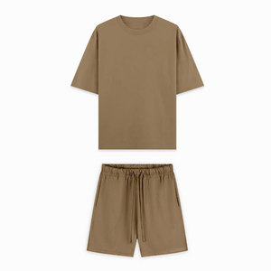 Ensemble deux pièces d'été pour homme, personnalisé, en matière respirante à séchage rapide, coupe oversize à épaules tombantes, avec logo personnalisé, vente en gros, best-seller - Product Image 1