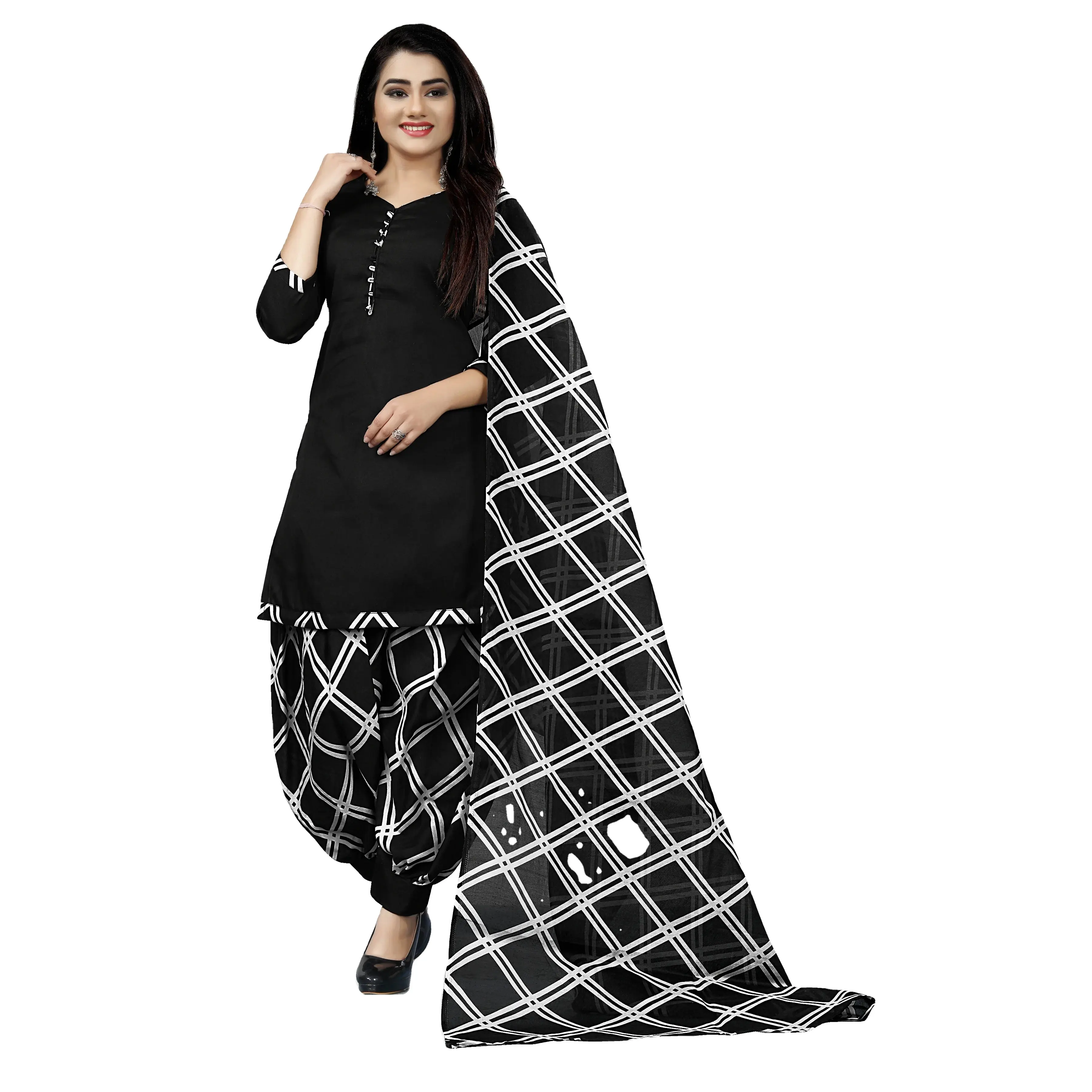 Setelan Patiyala desainer untuk wanita pakaian sehari-hari gaun katun Salwar Kameez setelan Punjabi terbaru gaun harga masuk akal India