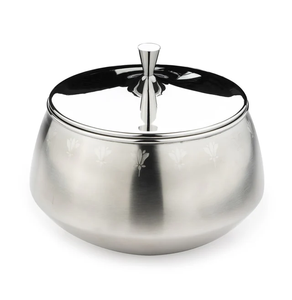 Stainless Steel Sugar <b>Cube</b> Pots With Lid & Spoon Minimalist Design Glossy Surface Rust Resistant Kitchenware - Product Image 3