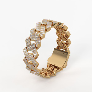 Bracelet cubain en or 14K plaqué rhodium, diamants CVD de laboratoire, maillons pavés, luxe, style hip-hop, unisexe, anniversaire, tiers - Product Image 5