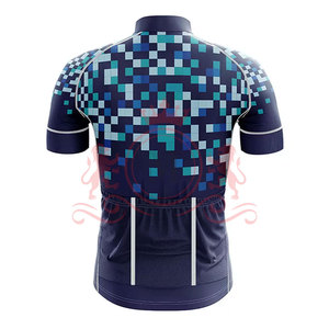 Ensemble maillot et short de cyclisme pour homme, motif bleu pixel, respirant, polyester, coupe sans couture, pour adultes - Product Image 3