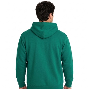 Mens Solid Green Hooded Sweatshirt Oversized Knitted Eco-Friendly Casual Hoodie with Front Pocket Autumn Wear - Product Image 2