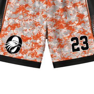 Ensemble maillot et short de basketball gris-orange par sublimation – Tenues d'équipe personnalisées pour hommes et femmes – Vêtements de sport respirants - Product Image 6