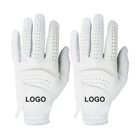 Gants de golf sportifs en cuir véritable de qualité supérieure, antidérapants, à doigts complets, avec fermeture auto-agrippante, logo brillant, taille unique