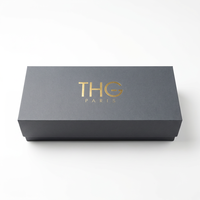 Boîte cadeau rigide de luxe avec couvercle et base gris, logo personnalisé, estampage à chaud, emballage de luxe avec insert en mousse pour bijoux et cadeaux