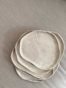 Round <b>Ceramic</b> <b>Plate</b> With Strawberry Pattern Handpainted Flat Dish Cute Design Green Checkered Background - Product Image 1