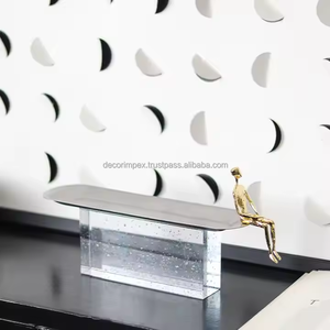 ถาดเสิร์ฟอาหารถาดเสิร์ฟอาหารสีทองงานแฮนด์เมดทำจากอลูมิเนียมชาวอินเดีย - Product Image 2