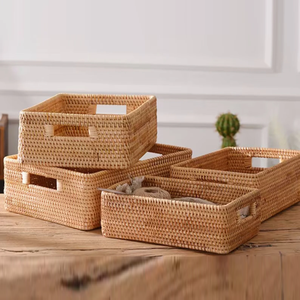 Cestas de ratán natural multiusos resistentes con asa fuerte para picnic, compras y almacenamiento, cestas de ratán hechas a mano para interiores. - Product Image 1