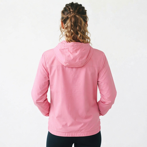 Veste coupe-vent à capuche pour femme avec logo brodé, fermeture éclair intégrale, veste de pluie légère en nylon, sweat à capuche 3/4 zip imperméable - Product Image 2