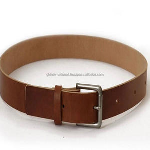 HIGH QUALITY <b>TANNED</b> LEATHER CASUAL <b>BELT</b> LUXURY BROWN LEATHER WITH SOLID BRASS NICKEL PLATED BUCKLE - Product Image 2