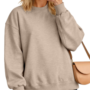 Sweat-shirt à col rond en molleton de coton pour femme, décontracté, surdimensionné, respirant, écologique, doublé pour l'hiver - Product Image 4
