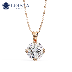 LOISTA จี้เพชรทรงกลมเงินคลาสสิกเครื่องประดับหมั้นสำหรับผู้หญิงสี D หินธรรมชาติ - Product Image 4