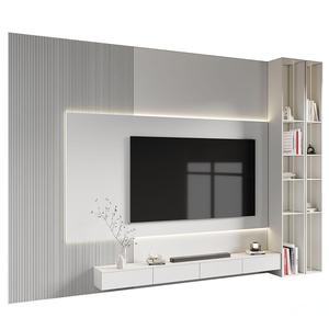 KEJIA Modern High Gloss LED Floating <strong>TV</strong> Stand Luxury <strong>Wall</strong> Mounted <strong>TV</strong> Cabinet Media Console with Slatted Panel for Living Room - Product Image 1
