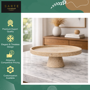 Offre Spéciale : Présentoir de Luxe en Pierre Naturelle, Socle Personnalisable en Marbre Travertin et Bois, Plateau de Présentation de Gâteaux de Haute Qualité - Product Image 5